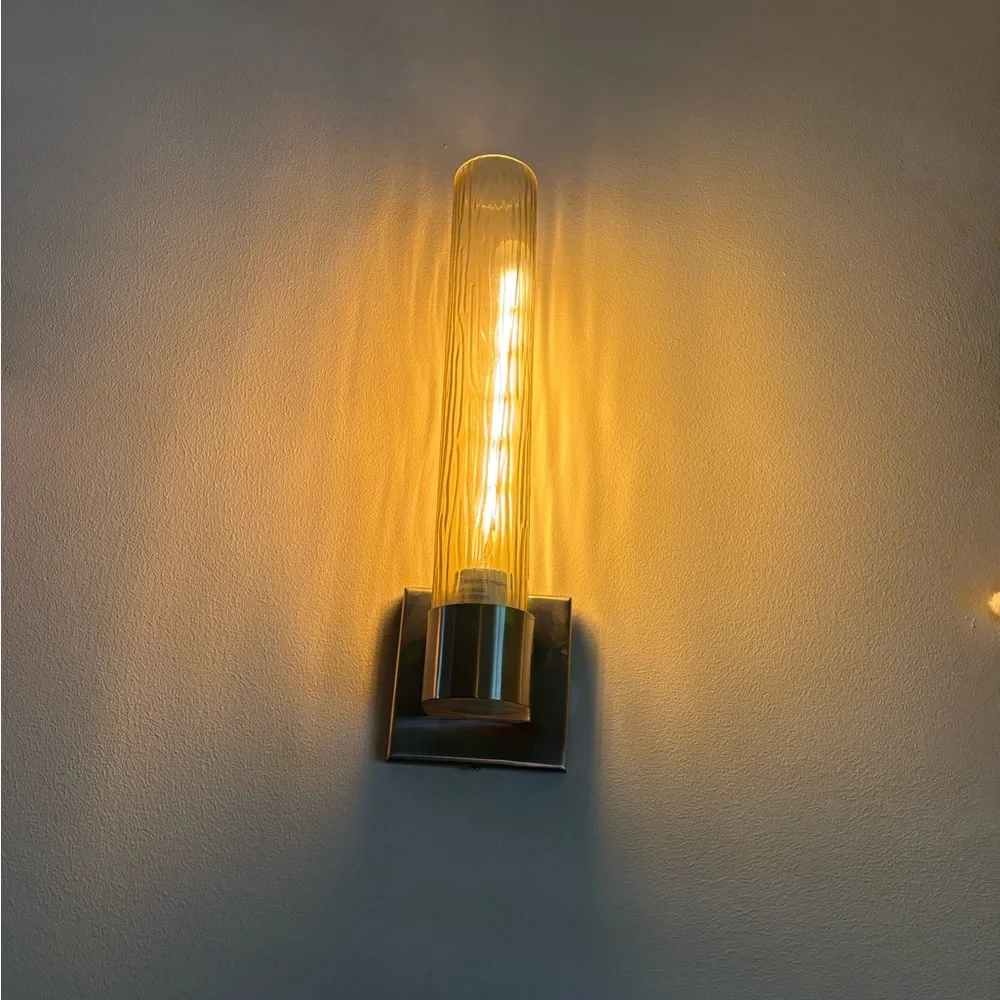 Restoration Hardware Set of 2 Modern Sconces in Brushed Pewter